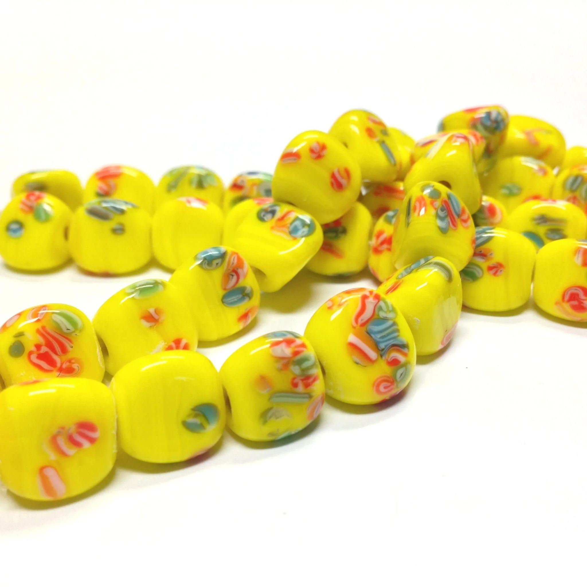 11MM Yellow Tombo Triangular Glass Bead (36 pieces)