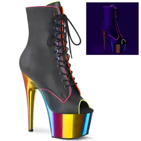 ADORE-1021RC-02 Black & Multi Colour Calf High Peep Toe Boots