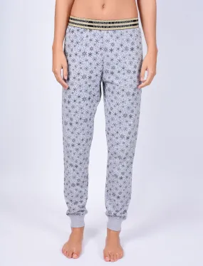 Alice Snowflake Print Cotton Lounge Pants in Light Grey Marl - Tokyo Laundry