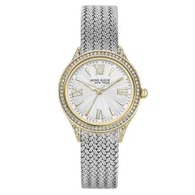 Anne Klein Silver Mesh with Swarovski Crystal Accents Women's Watch - 122291SVTT