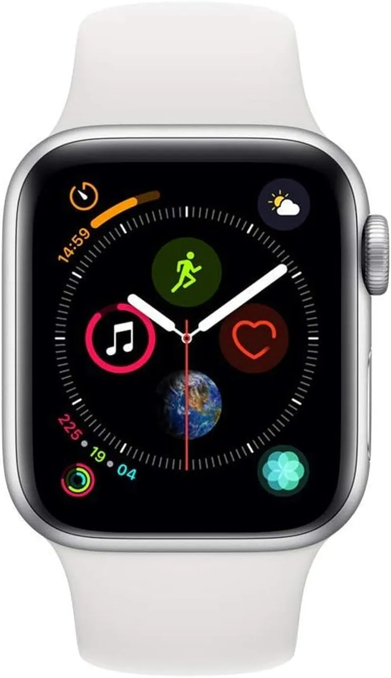 Apple Watch Series 4 (GPS, 40MM) - Silver Aluminum Case with White Sport Band (Renewed)