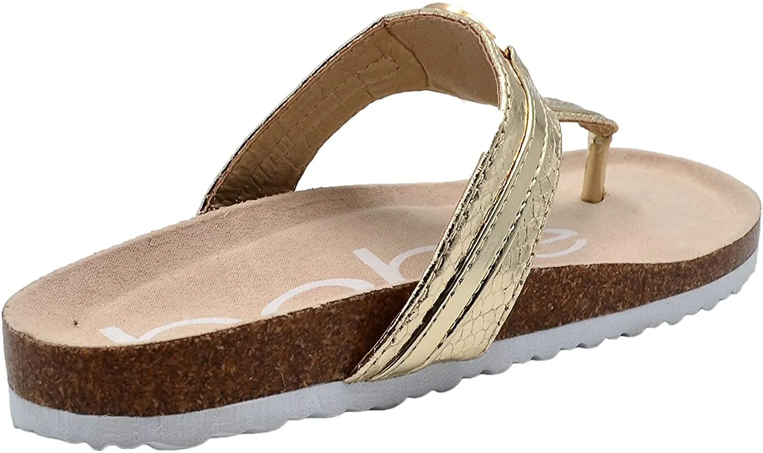 bebe Girls Big Kid Glitter Snake Print Footbed Slide Sandal with Metallic Strap - Fashion Summer Shoes