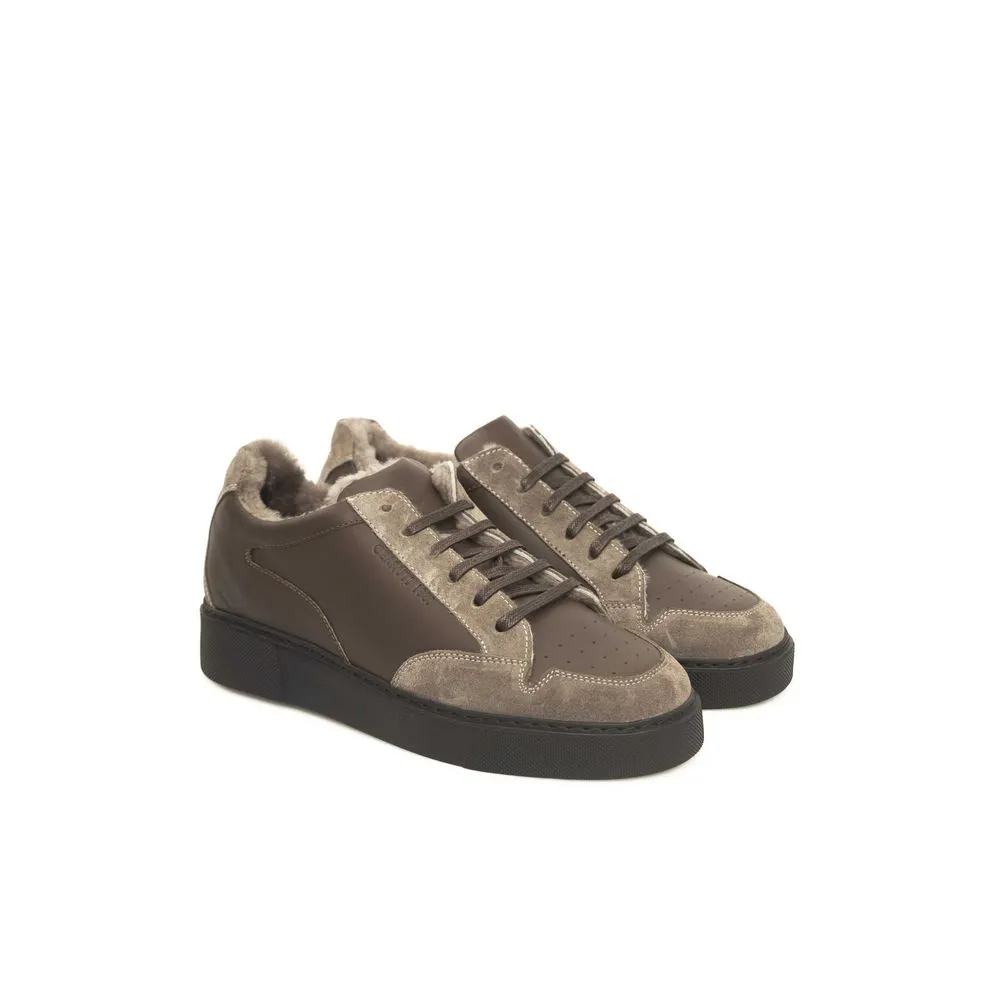 Cerruti 1881 Beige Leather Men Men's Sneaker