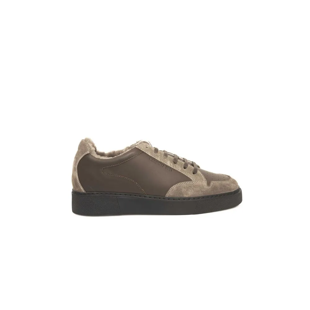 Cerruti 1881 Beige Leather Men Men's Sneaker