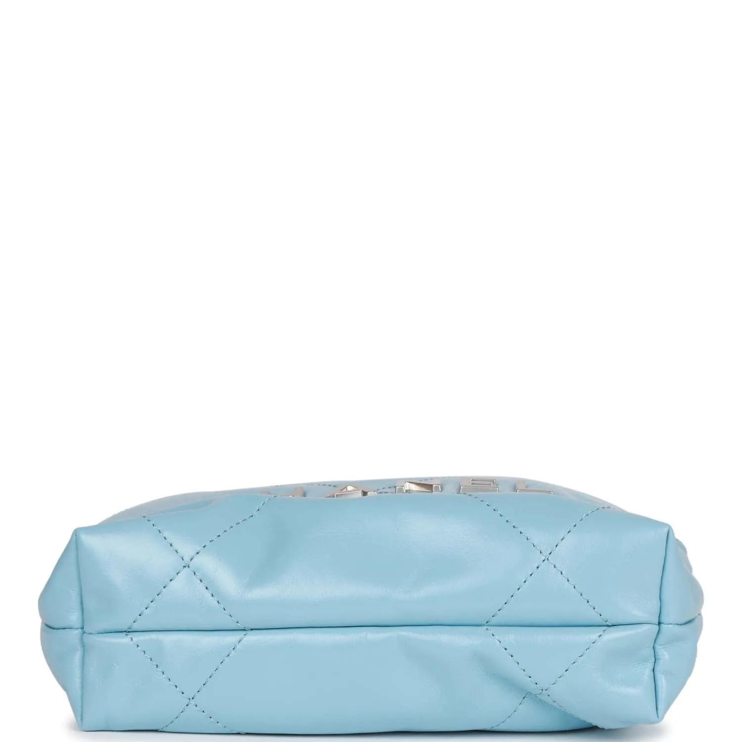 Chanel Mini 22 Bag Light Blue Calfskin Silver Hardware