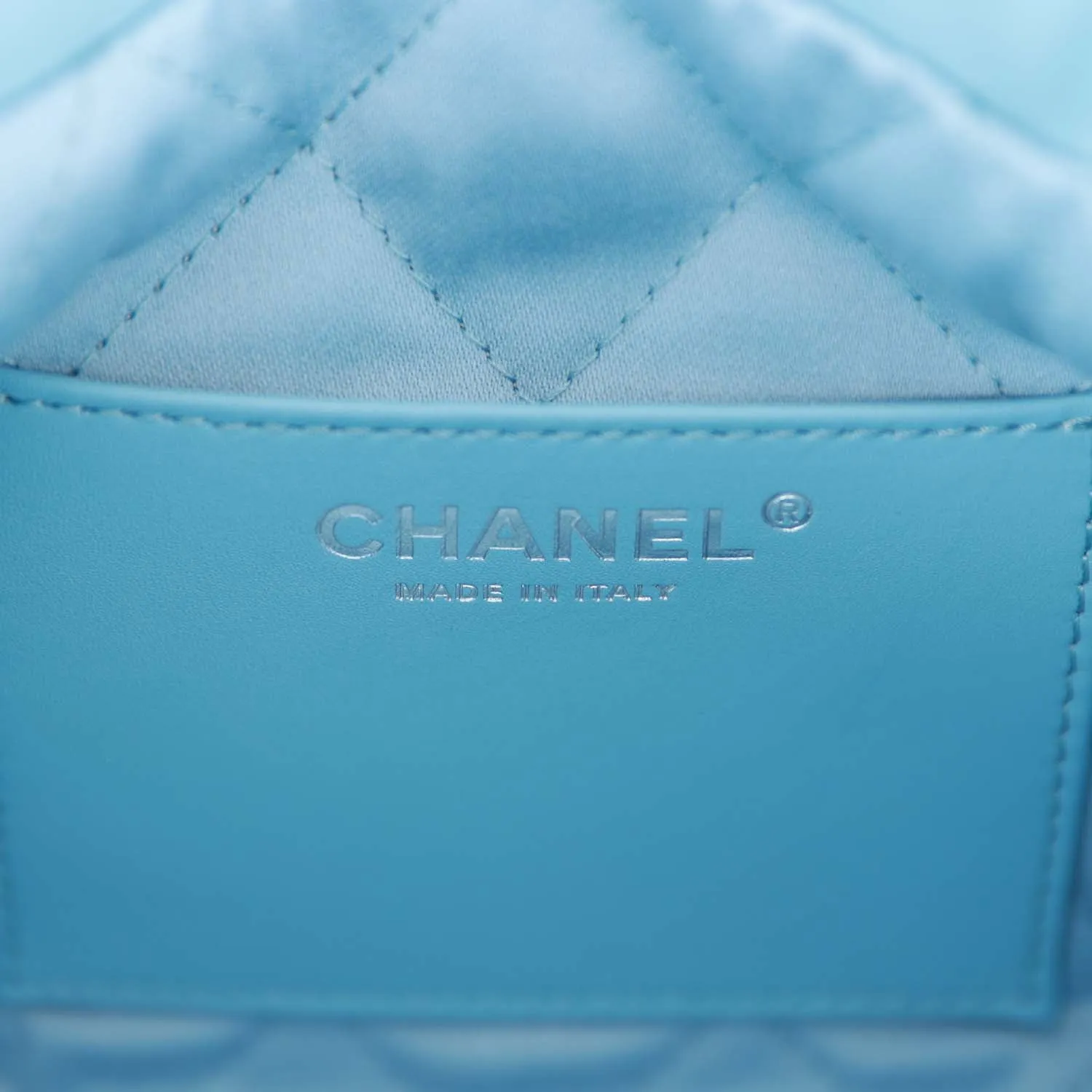 Chanel Mini 22 Bag Light Blue Calfskin Silver Hardware