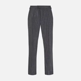 Charcoal Pinstripe Henry Trousers