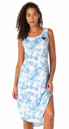 Cheska Baby Blue Jay Cloud Tie-Dye Dress