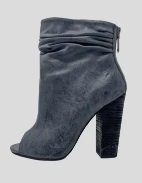 Chinese Laundry Laurel Peep Toe Booties In Grey Leather - 6.5 US