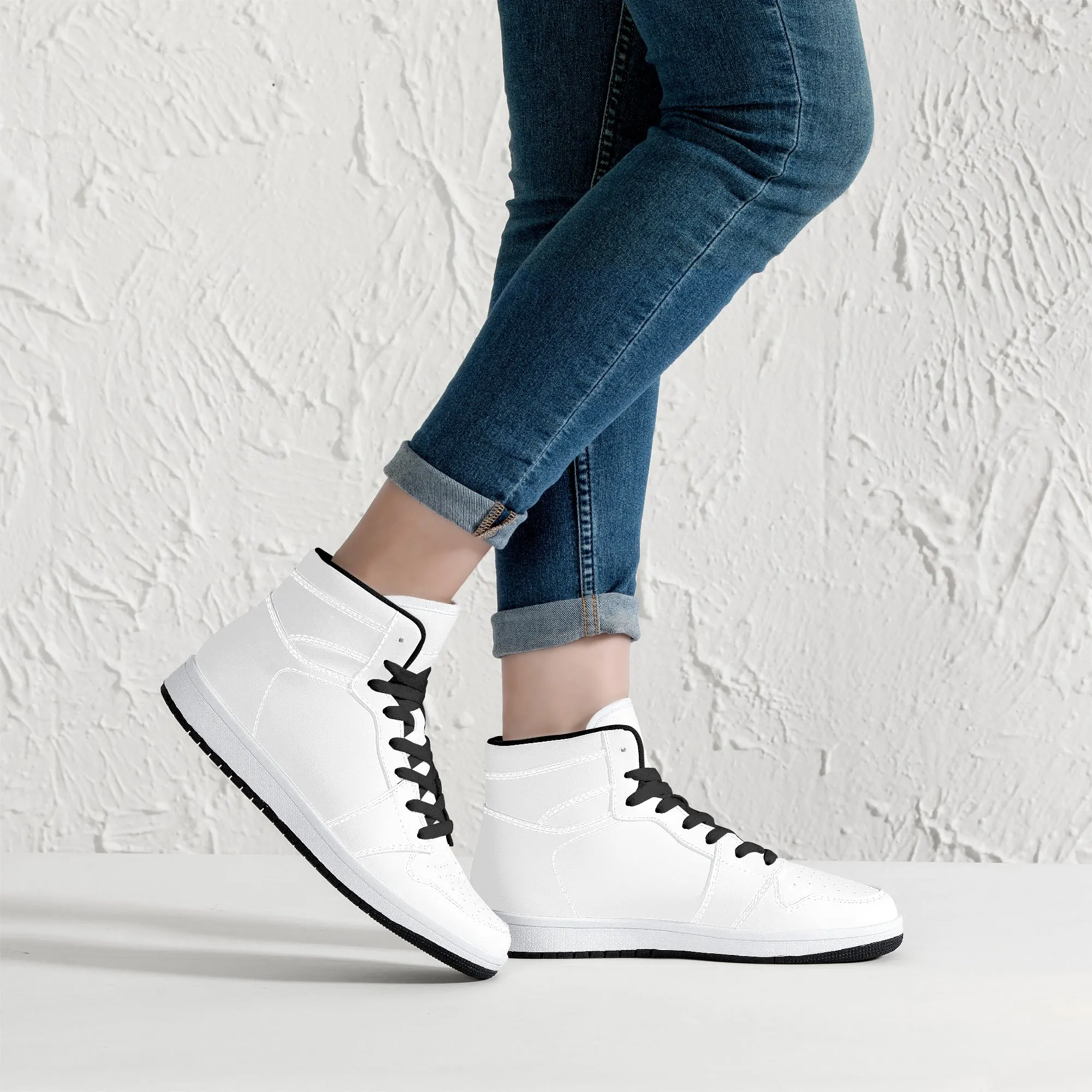 Customizable High-Top Synthetic Vegan Leather Sneakers - Black | Custom Shoes | Shoe Zero