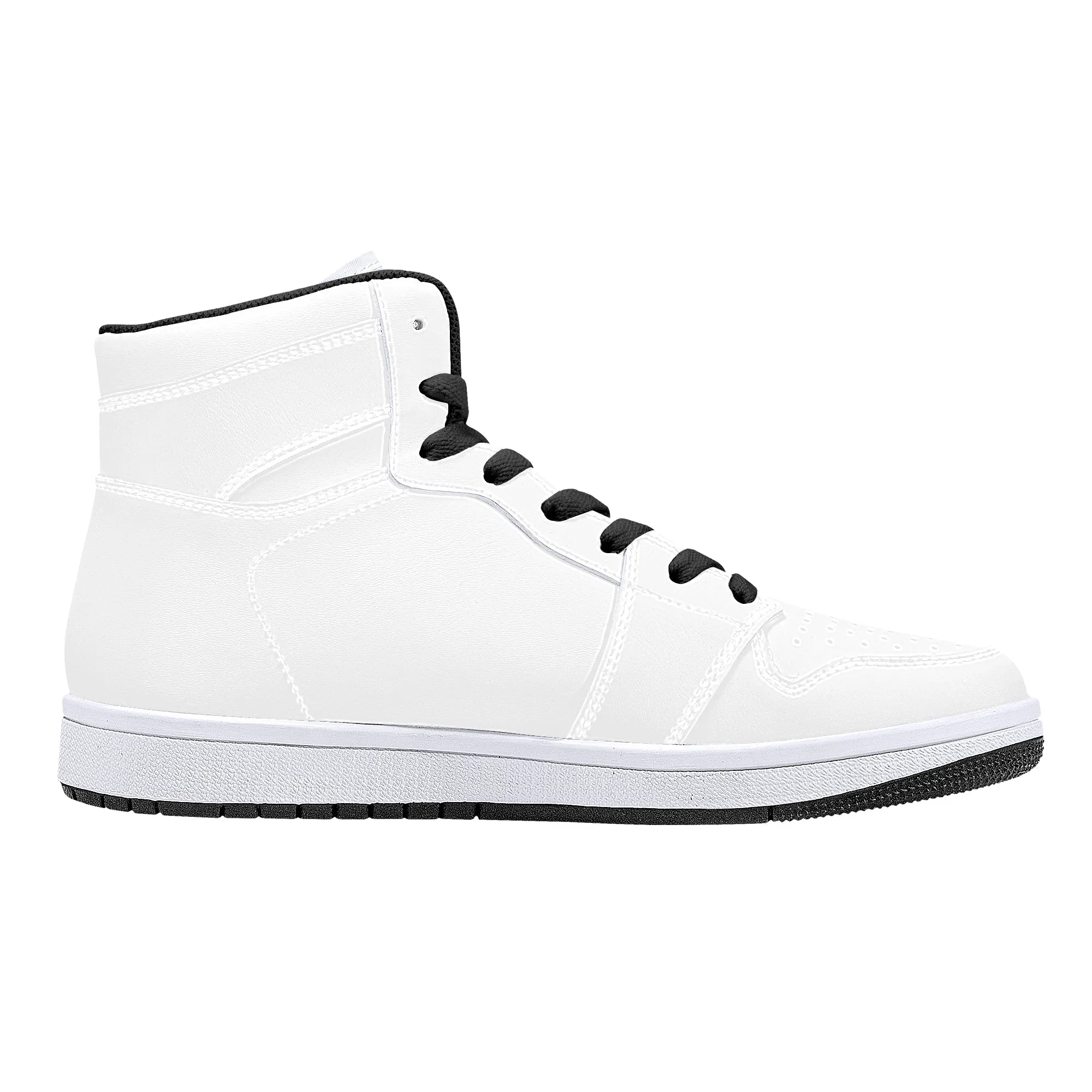 Customizable High-Top Synthetic Vegan Leather Sneakers - Black | Custom Shoes | Shoe Zero