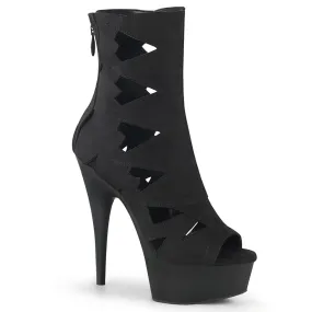 DELIGHT-1014 Black Calf High Peep Toe Boots