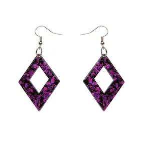 Diamond Chunky Glitter Resin Drop Earrings - Fuchsia