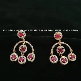 Drop earrings with ruby embellishment