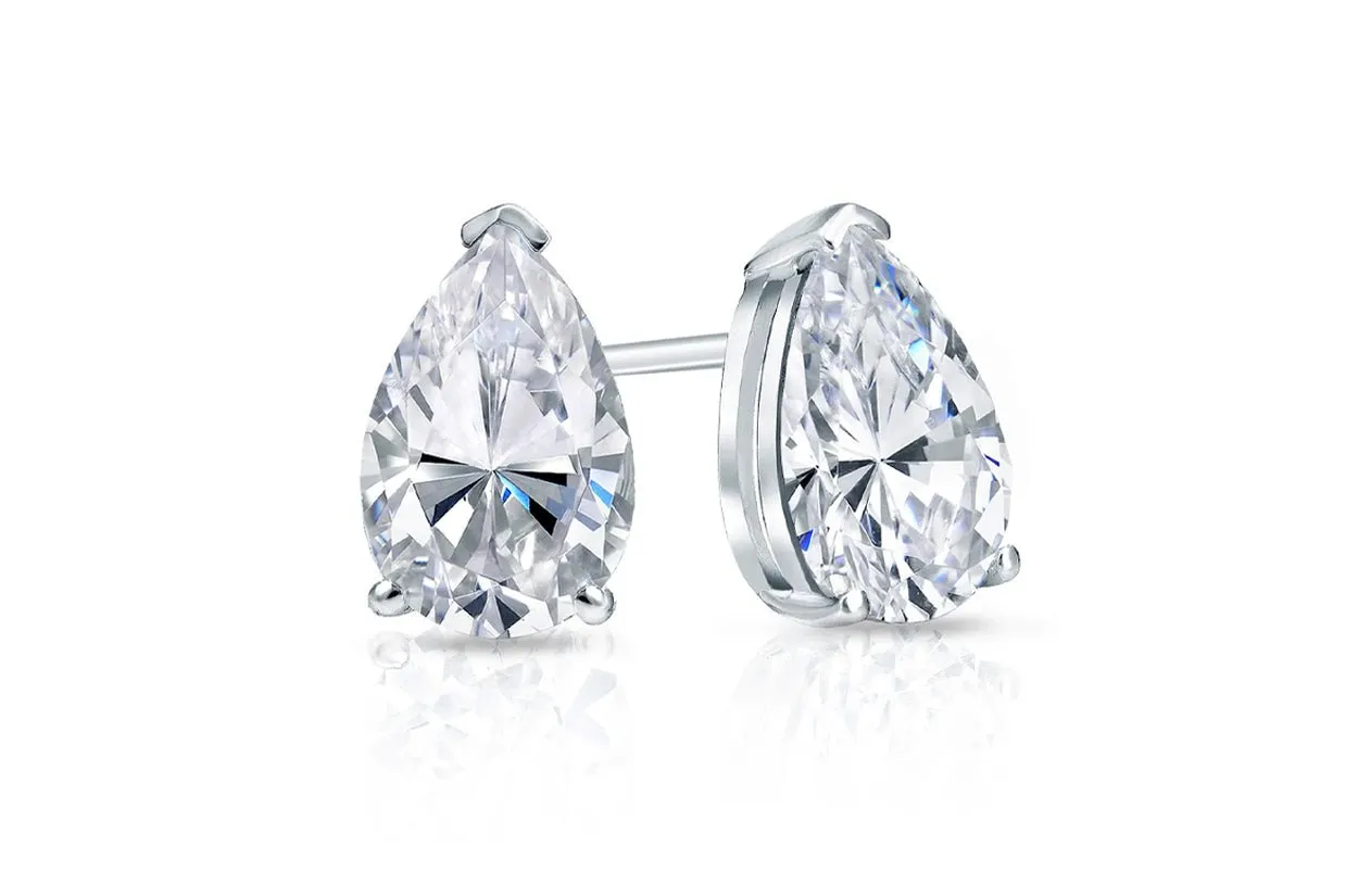 Earrings Natural Pear Shape Diamonds G VS1 & 18kt Gold Studs