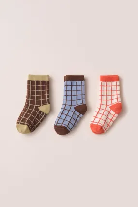 Easy-fit Grid Socks  Set of 3 (1-6Y)