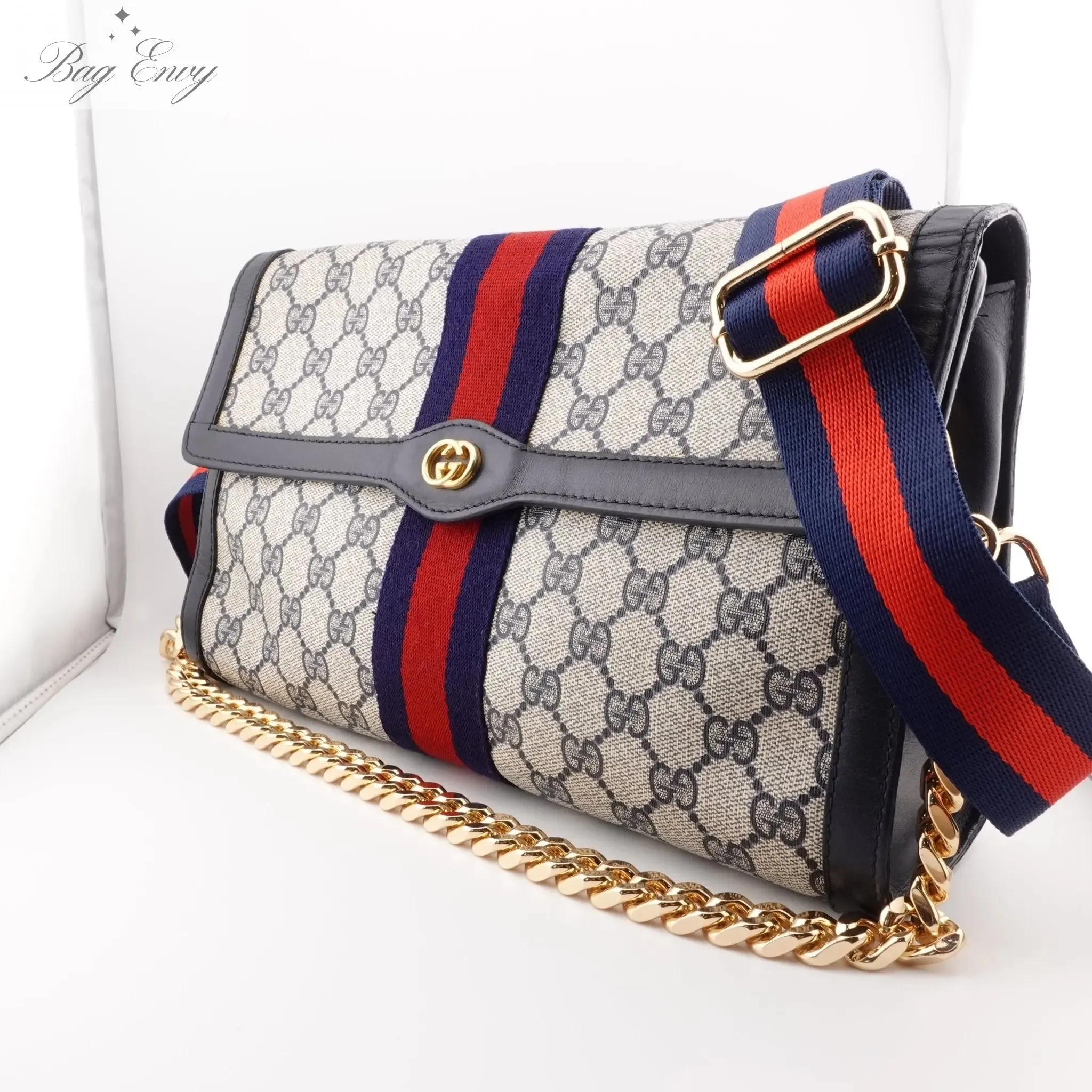 GUCCI Large Ophidia Clutch with Strap & Chain