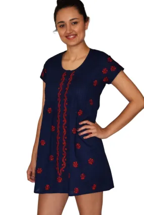 LILY Pure Cotton Hand Embroidered Long Placket Dress, Tunic, Kurti