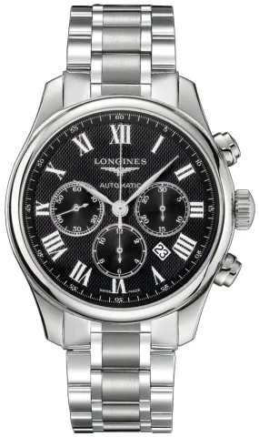 Longines Master Collection Automatic Chronograph Stainless Steel Black Dial Date Mens Watch L2.859.4.51.6