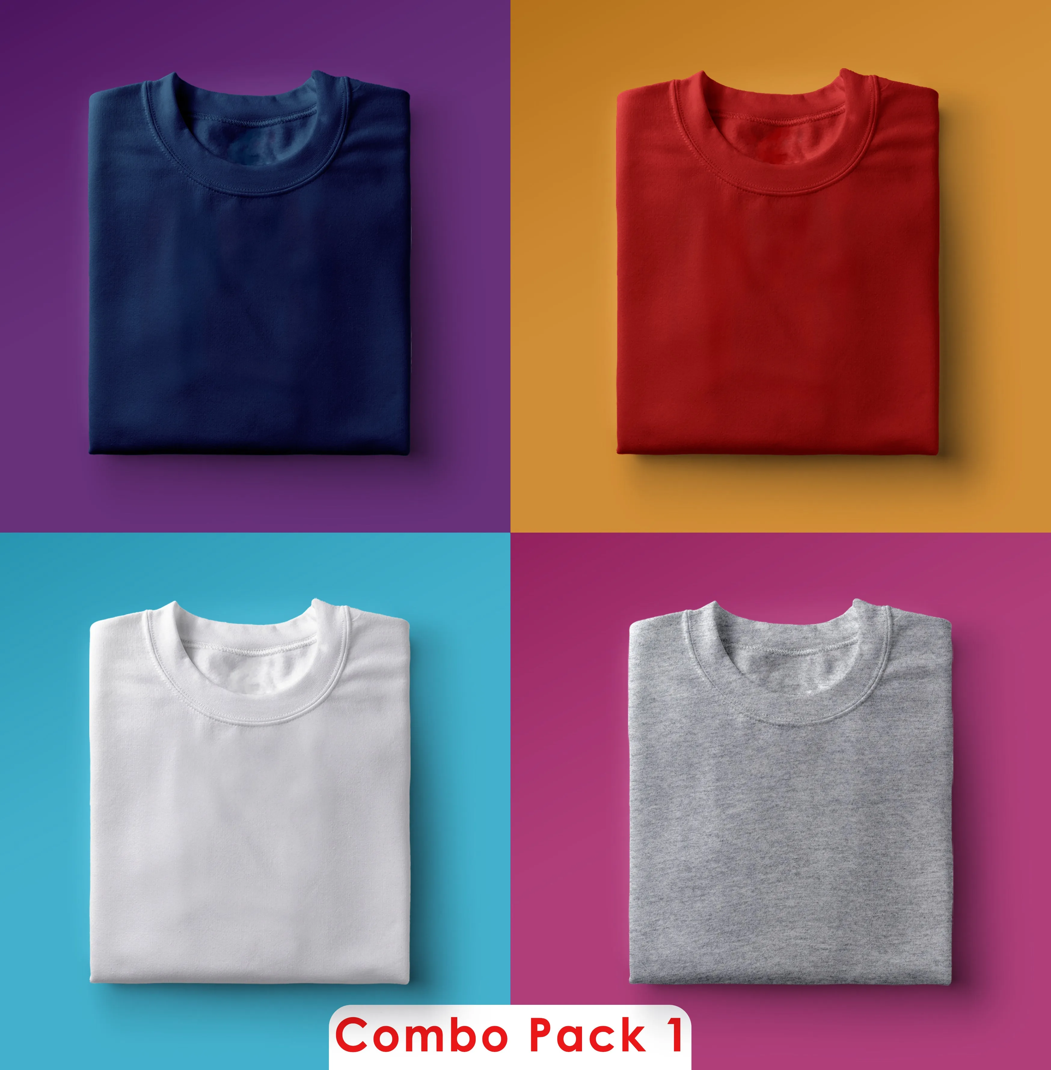 Men's Cotton Minimalist T-shirts (Pack of 4)