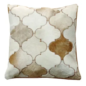 Minaret Cream and Fawn Patchwork Hide Cushion