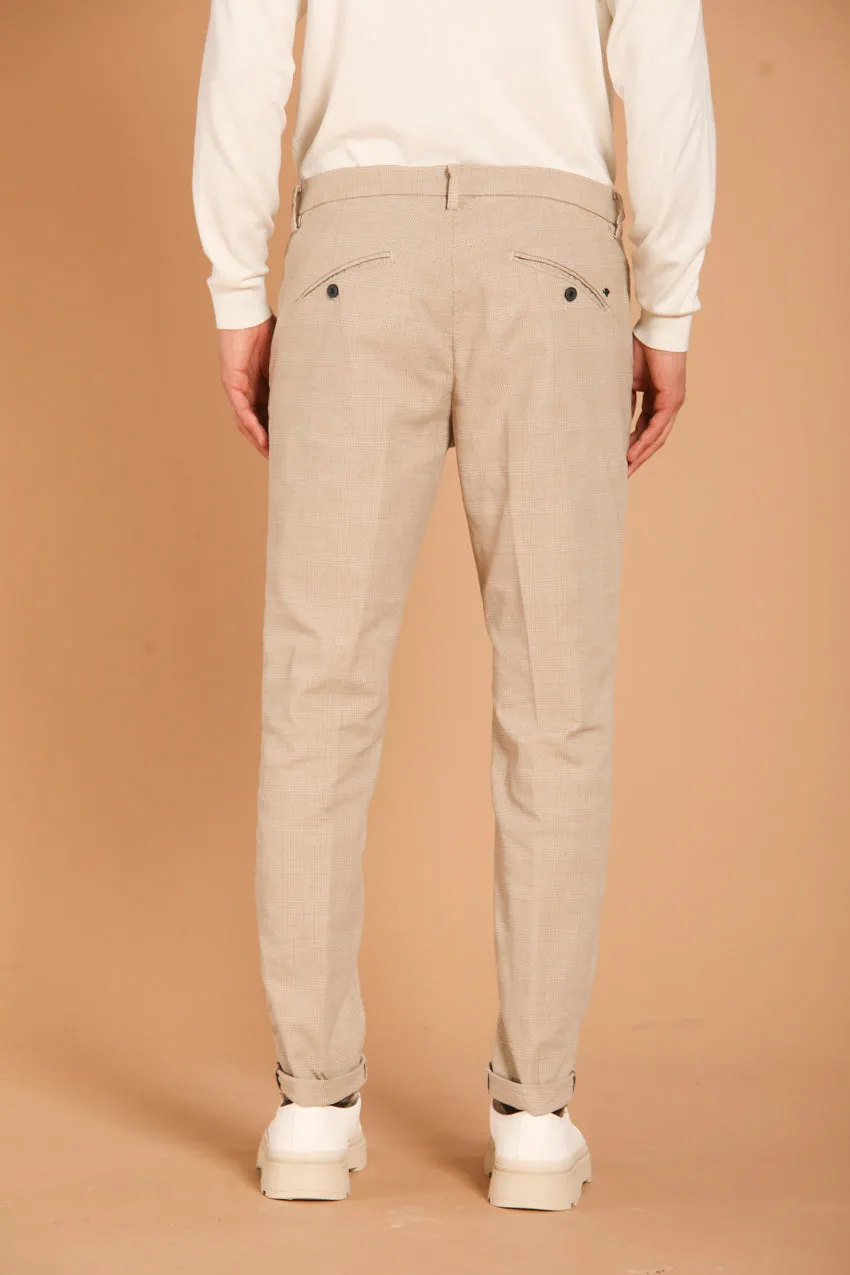 Osaka men's chino pants in cotton with a houndstooth design carrot fit