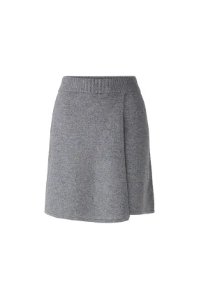 Oui Grey Wrap Look Wool Blend Mini Skirt