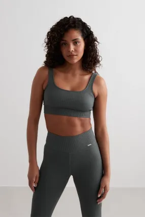 Ribbed Seamless Bra | Sage