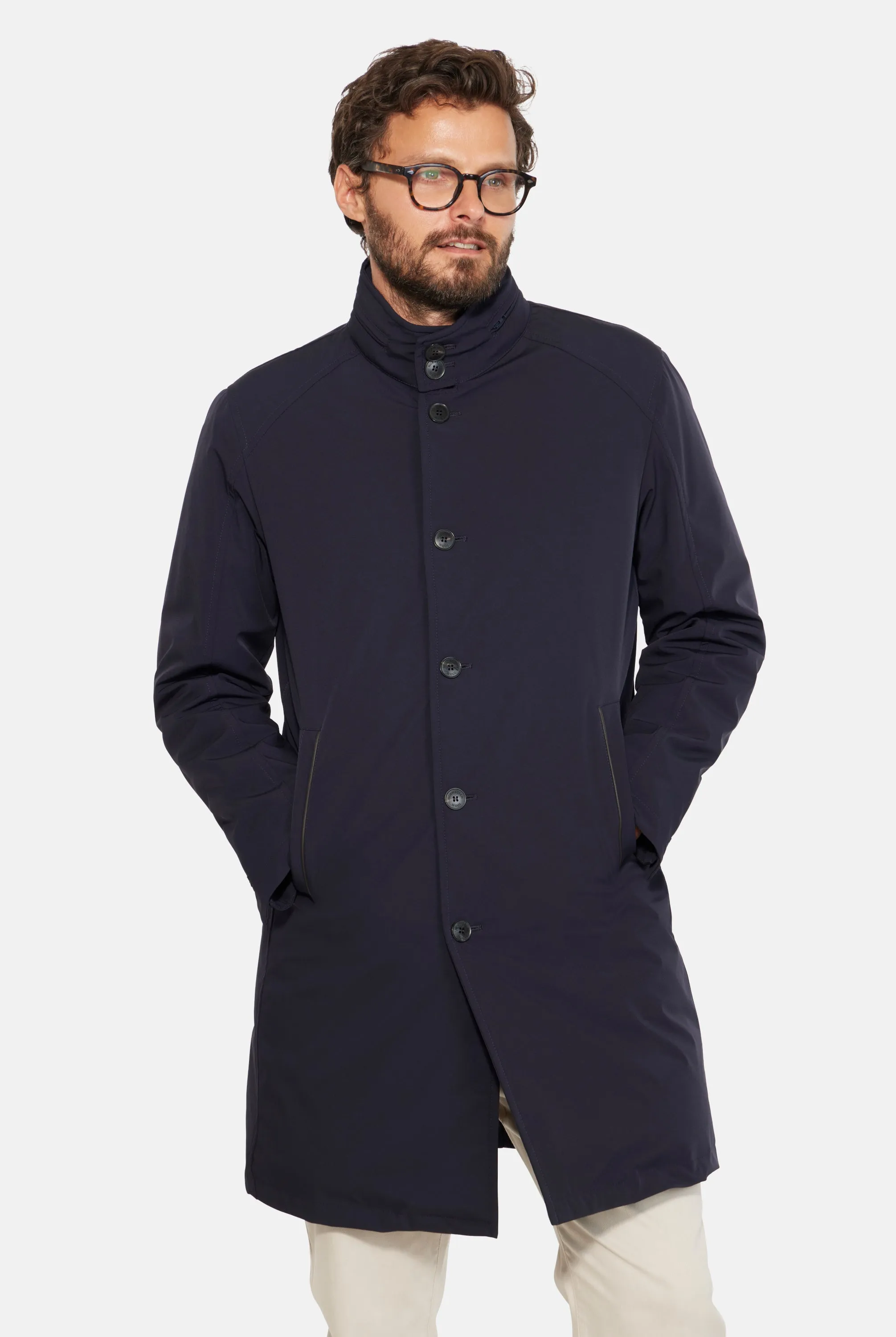 Slim Down Lined Trench, Navy