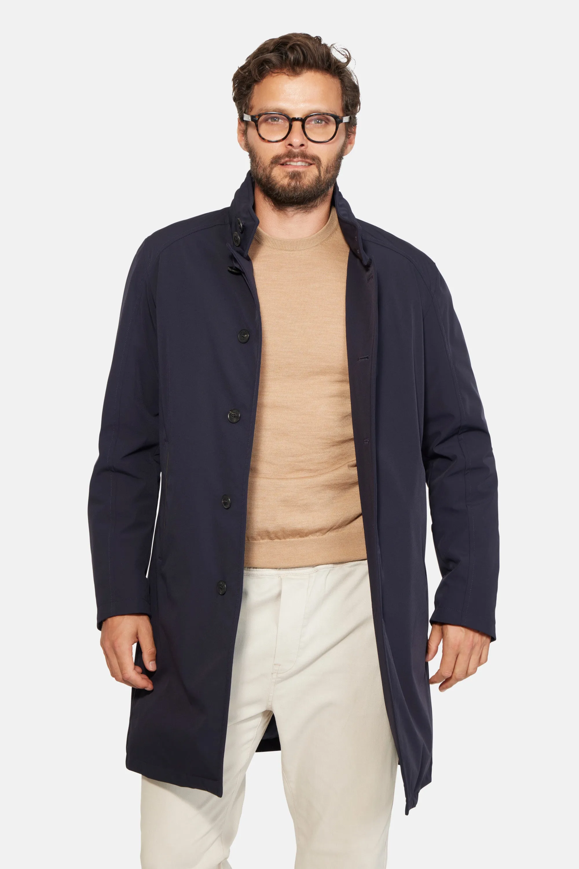 Slim Down Lined Trench, Navy