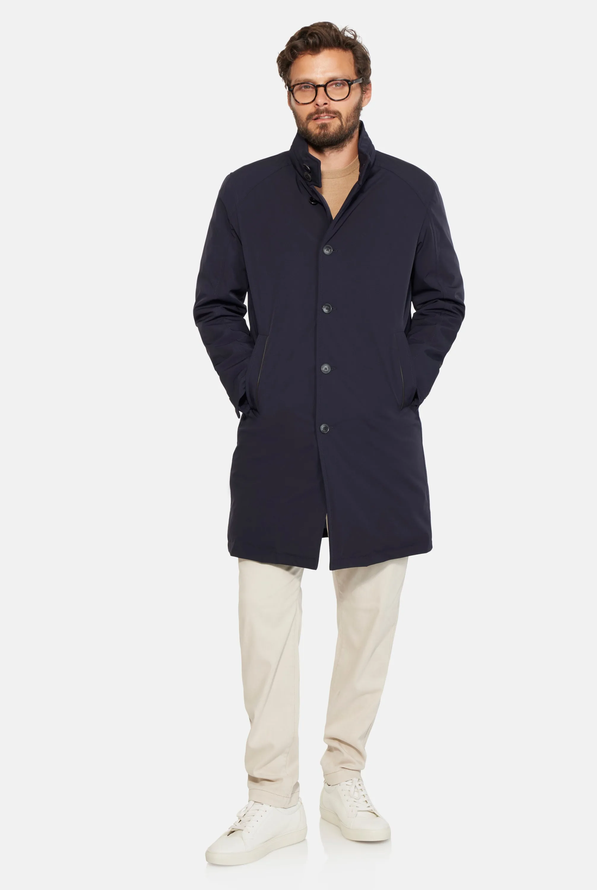 Slim Down Lined Trench, Navy