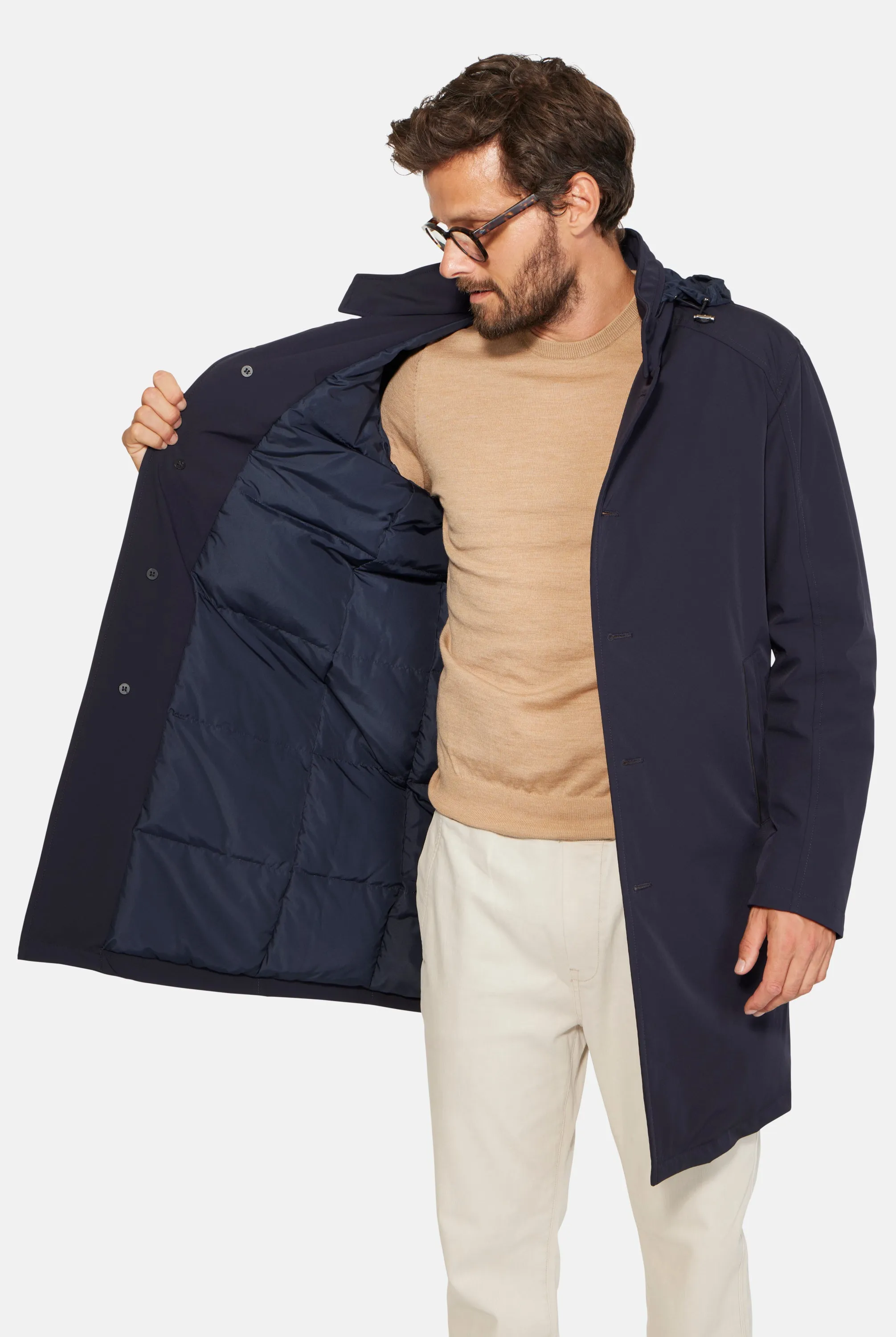 Slim Down Lined Trench, Navy