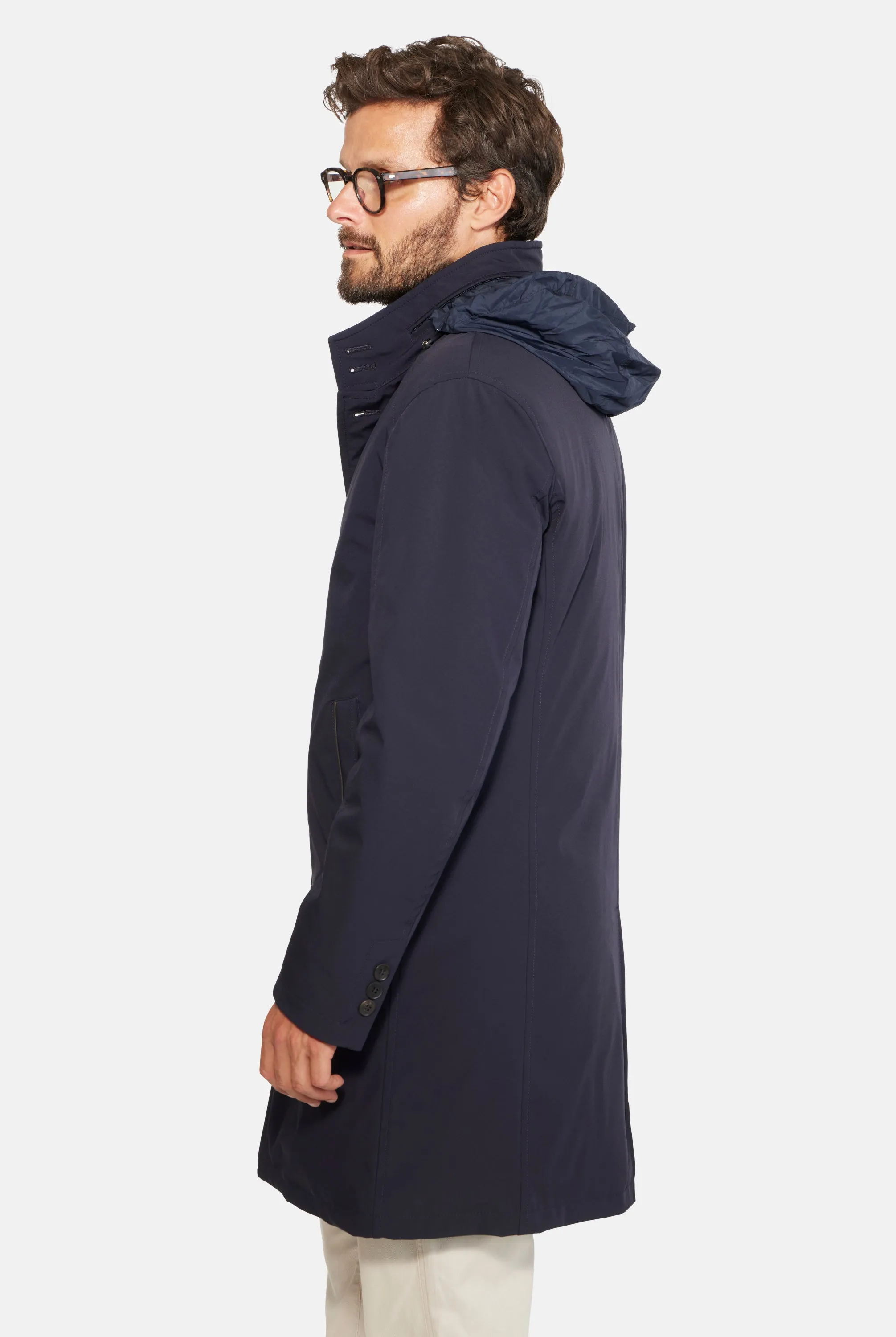 Slim Down Lined Trench, Navy