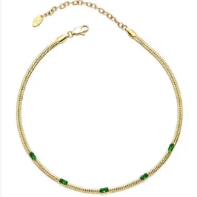 Snake Necklace & Green Cubic Zirconia