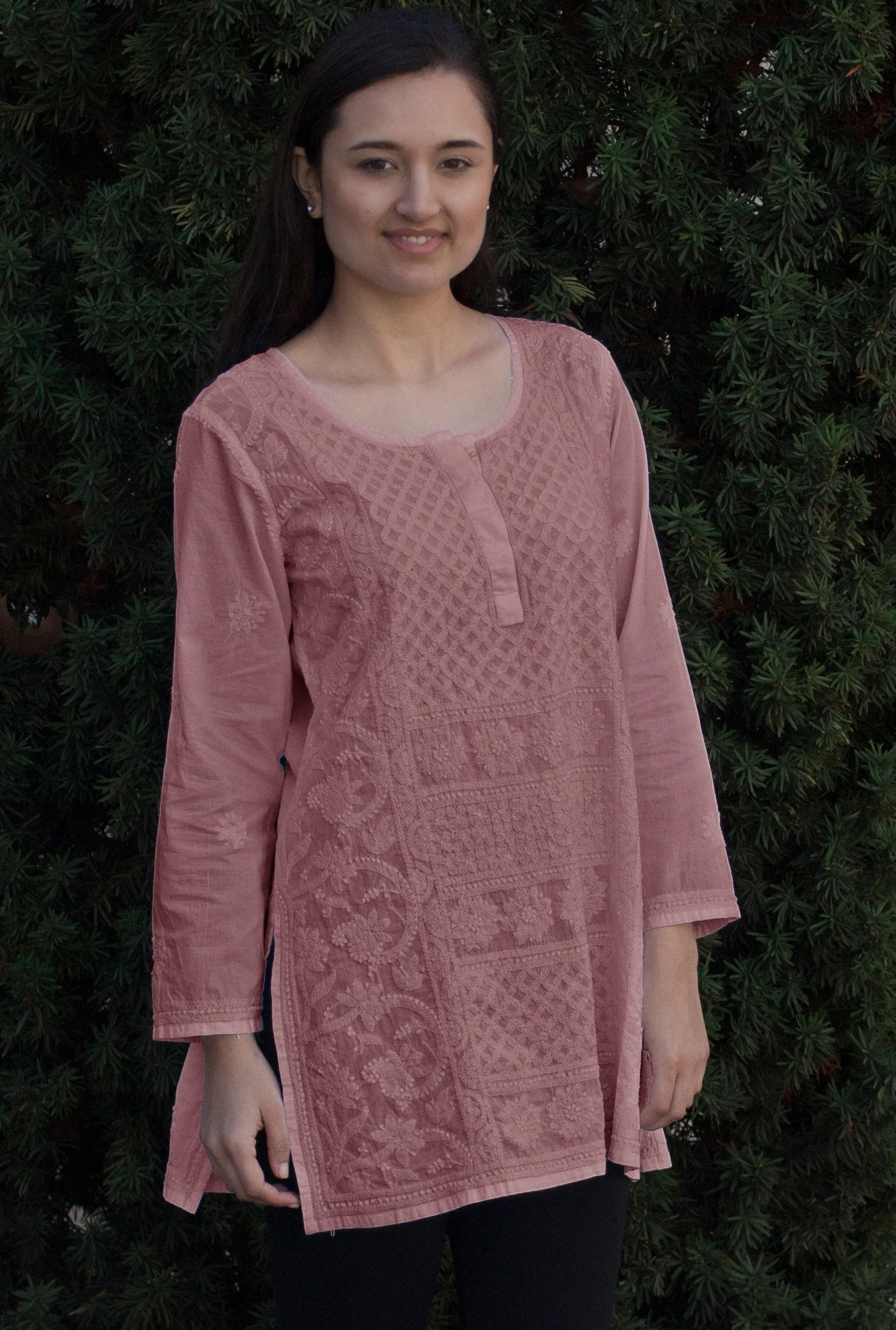 STUTI Pure Cotton All Over Hand Embroidered Tunic: : Made to Order/Customizable