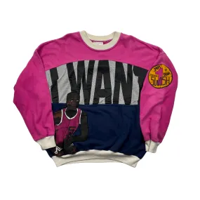 Vintage 90s Purple   Navy Blue Adidas "I Want I Can" Sweatshirt - Medium